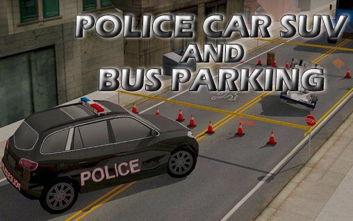 Estacionamento de SUV da polícia e ônibus