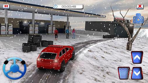 Monte da neve. Caminhão 4x4 offroad 3D