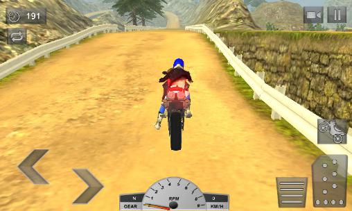 Corrida louca de off-road: Motociclista nas colinas 3D