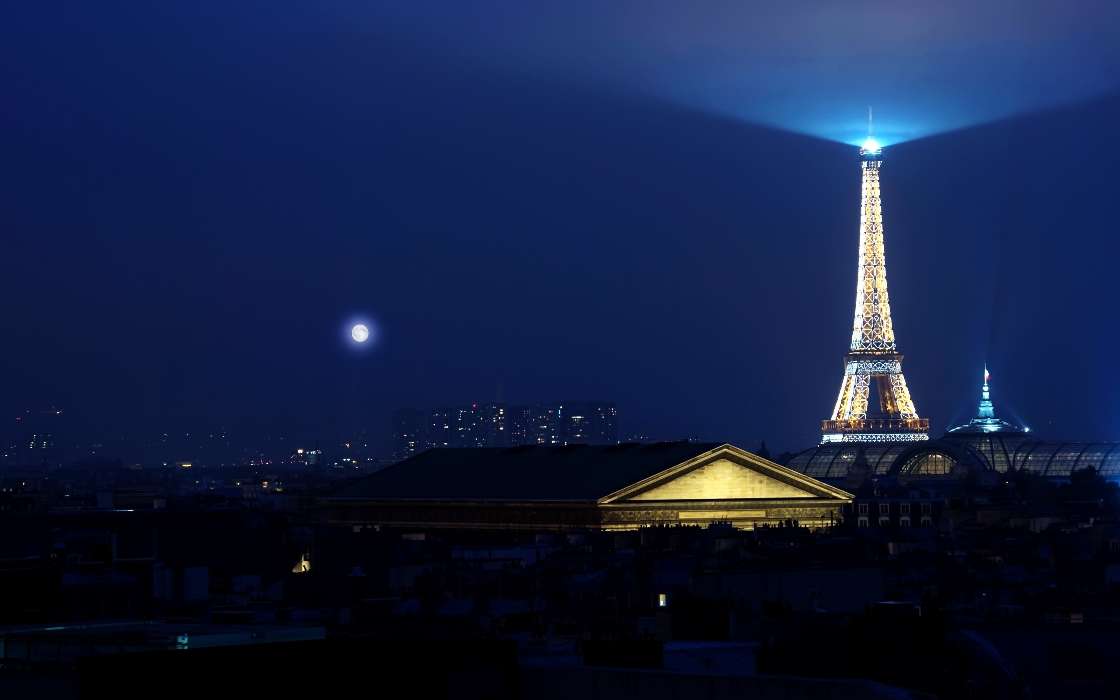 Paisagem,Noite,Arquitetura,Paris,Torre Eiffel