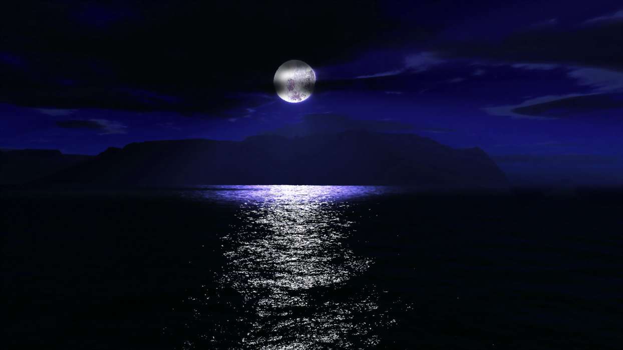 Lua,Mar,Noite,Paisagem