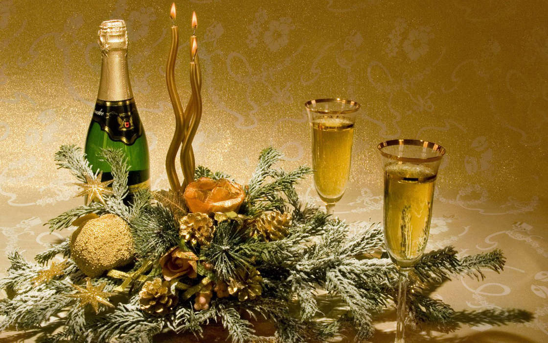 Férias,Ano Novo,Vinho,Velas,Bebidas,Natureza morta