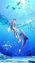 Água,Meninas,Arte,Golfinhos,Imagens para Sony Xperia E4