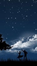 Pessoas,Árvores,Céu,Estrelas,Noite,Nuvens,Imagens,Dança para Samsung Wave 3 S8600
