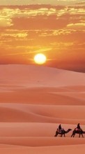 Baixar a imagem para celular Paisagem,Pôr do sol,Areia,Deserto,Camelos grátis.