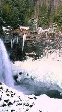 Baixar a imagem 320x480 para celular Paisagem,Inverno,Natureza,Cachoeiras,Neve grátis.