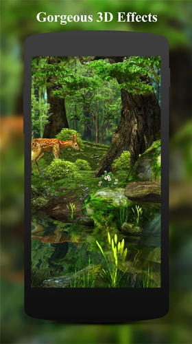 Veado e natureza 3D  - baixar grátis papel de parede animado 3D para Android.