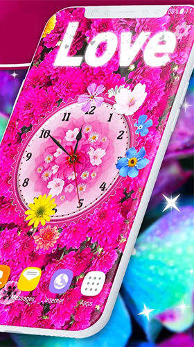 Baixar grátis o papel de parede animado Relógio analógico de flores  para celulares e tablets Android.