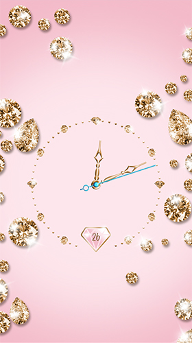 Relógio de ouro e diamante  - baixar grátis papel de parede animado Com horas para Android.