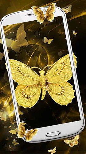 Baixar grátis o papel de parede animado Borboleta dourada  para celulares e tablets Android.