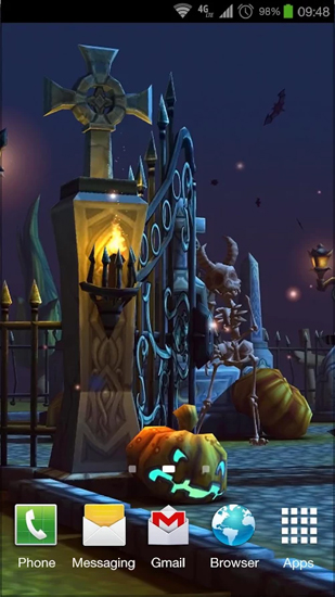 Cemitério de Dia das Bruxas  - baixar grátis papel de parede animado Fantasia para Android.