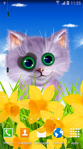 Gato de primavera  - baixar grátis papel de parede animado Fantasia para Android.