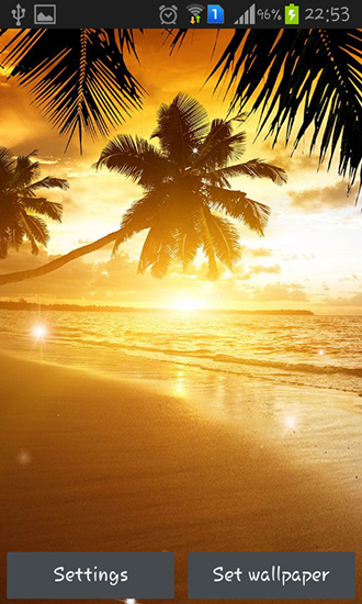 Pôr do sol na praia - baixar grátis papel de parede animado para Android 5.0.