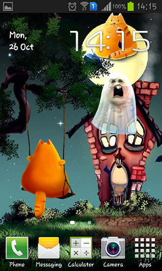 Gato do Dia das Bruxas - baixar grátis papel de parede animado Férias para Android.