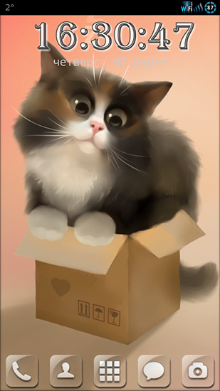 Baixar grátis o papel de parede animado Gato na caixa para celulares e tablets Android.