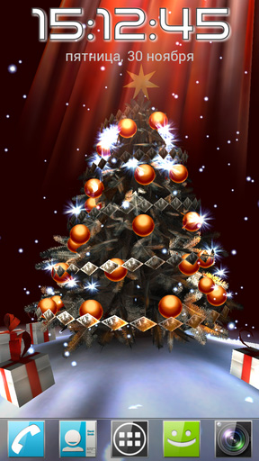 Árvore de Natal 3D - baixar grátis papel de parede animado Com horas para Android.