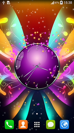 Relógio com borboletas - baixar grátis papel de parede animado Com horas para Android.