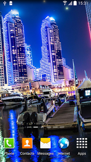Baixar grátis o papel de parede animado Dubai a noite para celulares e tablets Android.