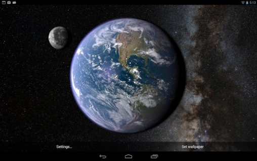 Terra e Lua em giroscópio 3D - baixar grátis papel de parede animado para Android.