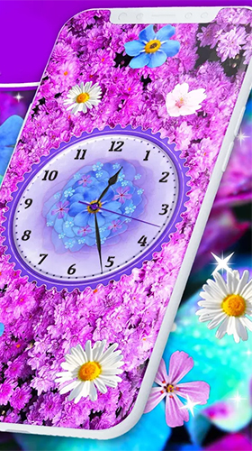 Baixar Relógio analógico de flores  - papel de parede animado gratuito para Android para desktop. 
