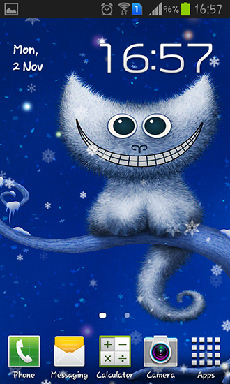 Gatinho engraçado do Natal e seu sorriso - baixar grátis papel de parede animado para Android 2.3.4.