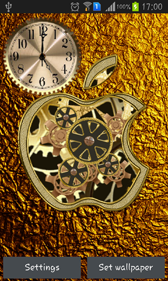 Relógio de maçã dourada - baixar grátis papel de parede animado Logotipos para Android.