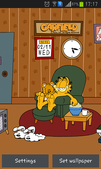 Doce lar: Garfield - baixar grátis papel de parede animado Interativo para Android.