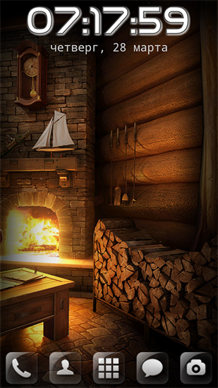 Minha casa de madeira - baixar grátis papel de parede animado 3D para Android.