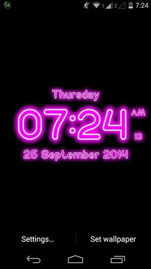 Relógio digital de Neon - baixar grátis papel de parede animado Com horas para Android.