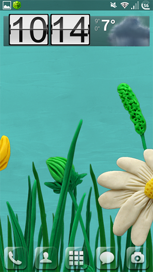 Flores de plasticina - baixar grátis papel de parede animado Com horas para Android.