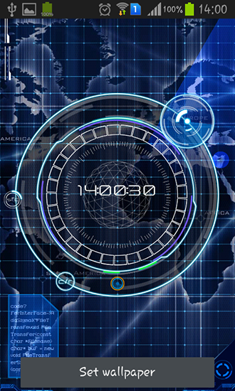 Radar: Relógio digital - baixar grátis papel de parede animado Interativo para Android.