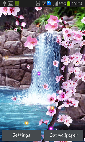Sakura: Cachoeira - baixar grátis papel de parede animado Paisagem para Android.