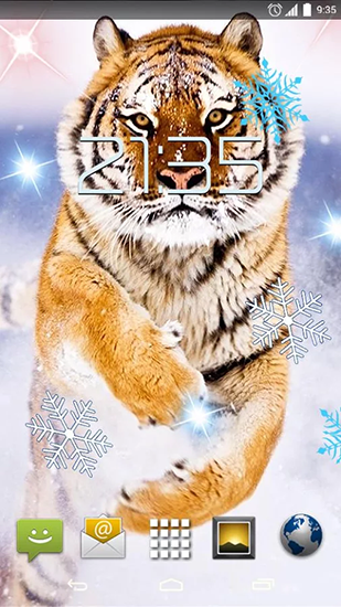 Baixar grátis o papel de parede animado Tigre da neve para celulares e tablets Android.