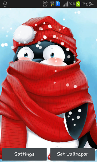 Pinguim de Inverno - baixar grátis papel de parede animado Animais para Android.