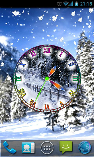 Relógio de Neve de Inverno - baixar grátis papel de parede animado Paisagem para Android.