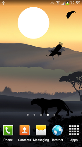 Captura de tela do Pôr do sol africano  em telefone celular ou tablet.