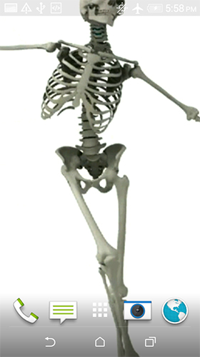 Captura de tela do Esqueleto dançando  em telefone celular ou tablet.