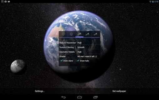 Baixar Terra e Lua em giroscópio 3D - papel de parede animado gratuito para Android para desktop. 