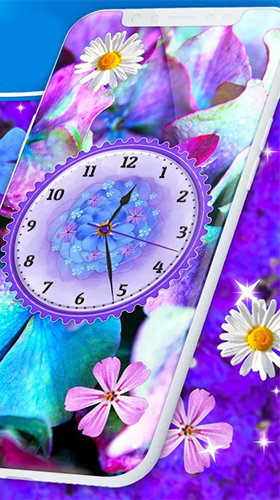 Captura de tela do Relógio analógico de flores  em telefone celular ou tablet.
