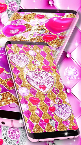 Captura de tela do Corações dourados de diamantes de luxo  em telefone celular ou tablet.