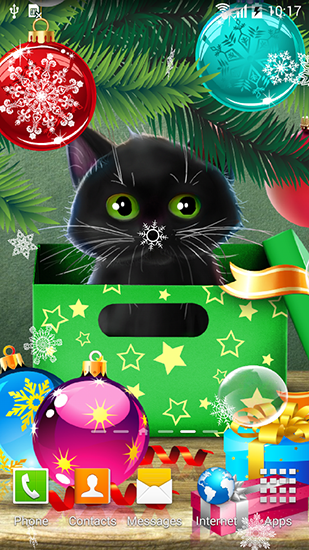 Baixar Gatinho em Natal - papel de parede animado gratuito para Android para desktop. 