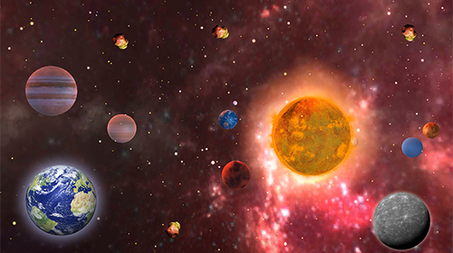 Captura de tela do Sistema solar 3D  em telefone celular ou tablet.