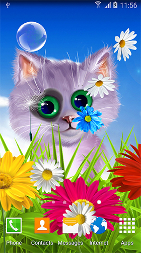 Captura de tela do Gato de primavera  em telefone celular ou tablet.