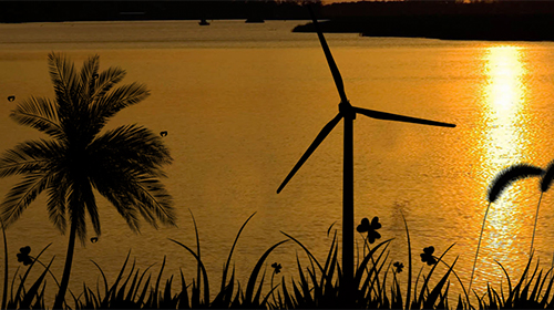 Captura de tela do Pôr do sol: Moinho de vento  em telefone celular ou tablet.