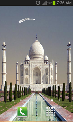 Captura de tela do Taj Mahal em telefone celular ou tablet.