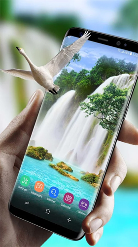 Captura de tela do Cachoeira e cisne  em telefone celular ou tablet.