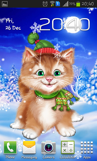 Baixar Gato de inverno - papel de parede animado gratuito para Android para desktop. 