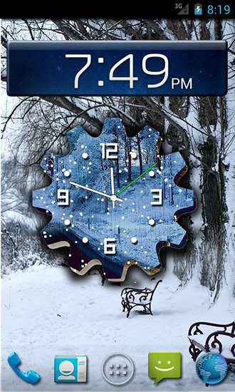 Baixar Relógio de Neve de Inverno - papel de parede animado gratuito para Android para desktop. 