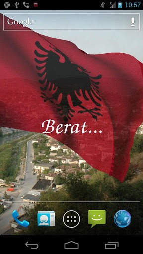 Captura de tela do Bandeira 3D da Albânia em telefone celular ou tablet.