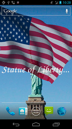 Captura de tela do 3D Bandeira de EUA em telefone celular ou tablet.